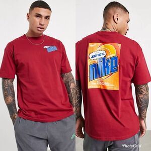 Nike Keep It Clean graphic back print Crewneck t-shirt in burgundy